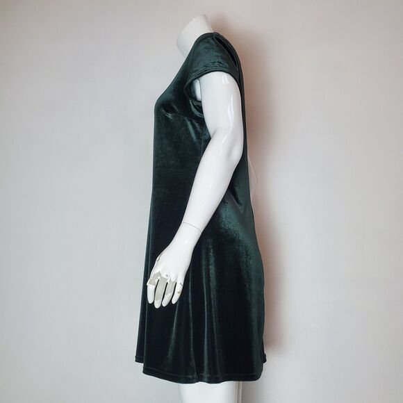 Vintage 90s Jonathan Martin Green Velvet Mini Dress - Picture 2 of 7
